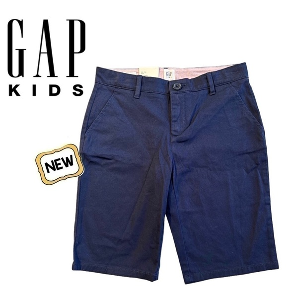 New GAP Kids Navy Bermuda Shorts Adjustable Waist Stretch 9” Inseam Girl 12 NWT - Picture 1 of 11